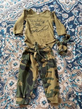Daddy's Little Girl Olive Green Camo Kids Matching Set - Cozy Two-Piece